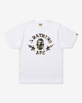 BAPE 1ST CAMO CRAZY STA COLLEGE TEE - WHITE