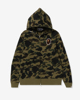 BAPE 1ST CAMO APE HEAD PATCHED FULL ZIP HOODIE - GREEN