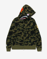BAPE 1ST CAMO SHARK FULL ZIP HOODIE - GREEN