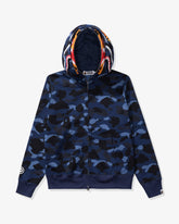 BAPE COLOR CAMO TIGER SHARK WIDE FULL ZIP DOUBLE - NAVY -