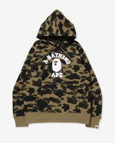 BAPE 1ST CAMO COLLEGE PULLOVER HOODIE - GREEN