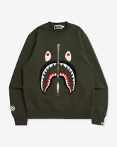 BAPE PATCHED SHARK CREWNECK - OLIVEDRAB -
