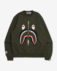 BAPE PATCHED SHARK CREWNECK - OLIVEDRAB -