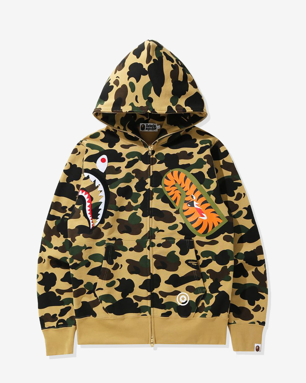 BAPE 1ST CAMO MULTI SHARK FULL ZIP HOODIE - YELLOW -