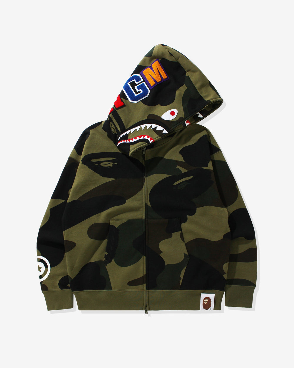 BAPE GIANT 1ST CAMO SHARK LOOSE FIT FULL ZIP - GREEN -