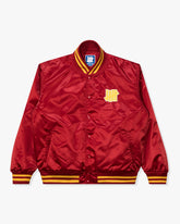 UNDEFEATED ICON SATIN VARSITY JACKET - SCARLET -