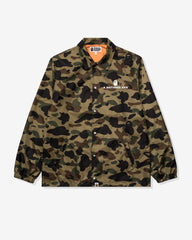 BAPE 1ST CAMO NYLON TWILL COACH JACKET - GREEN
