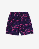 BAPE COLOR CAMO APE HEAD ONE POINT BEACH SHORT - PURPLE
