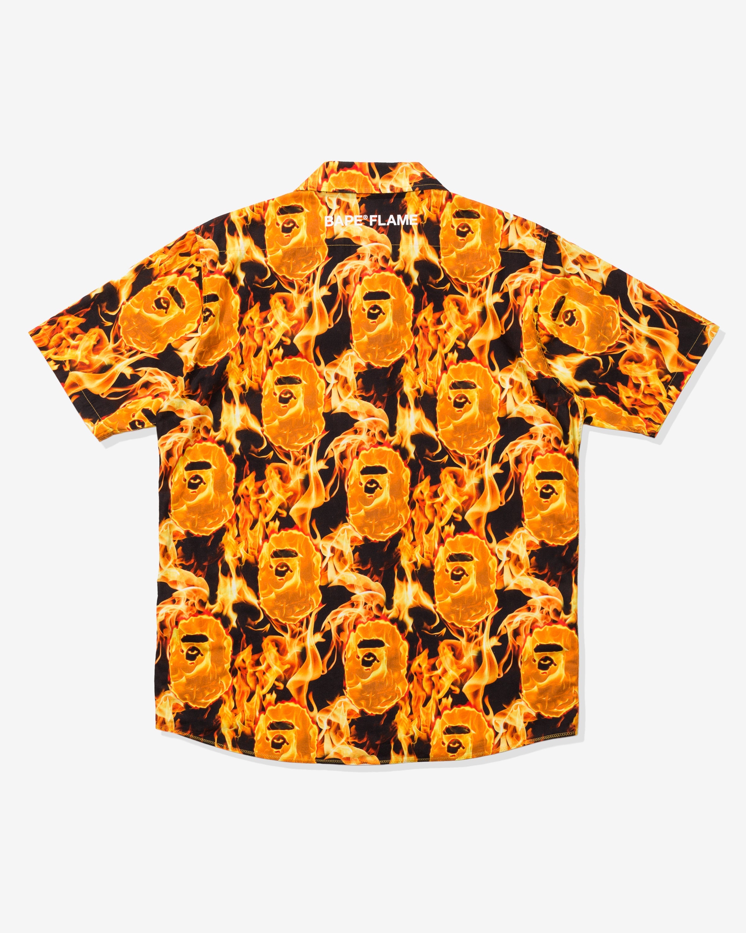 BAPE FLAME OPEN COLLAR SHIRT - ORANGE -