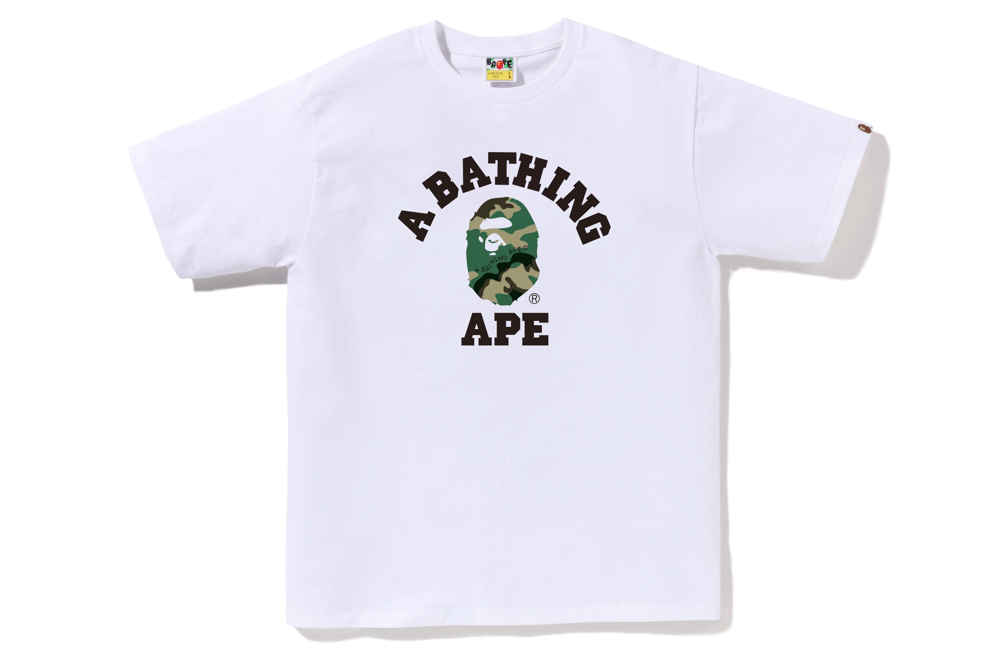 BAPE WOODLAND CAMO COLLEGE TEE - WHITE -