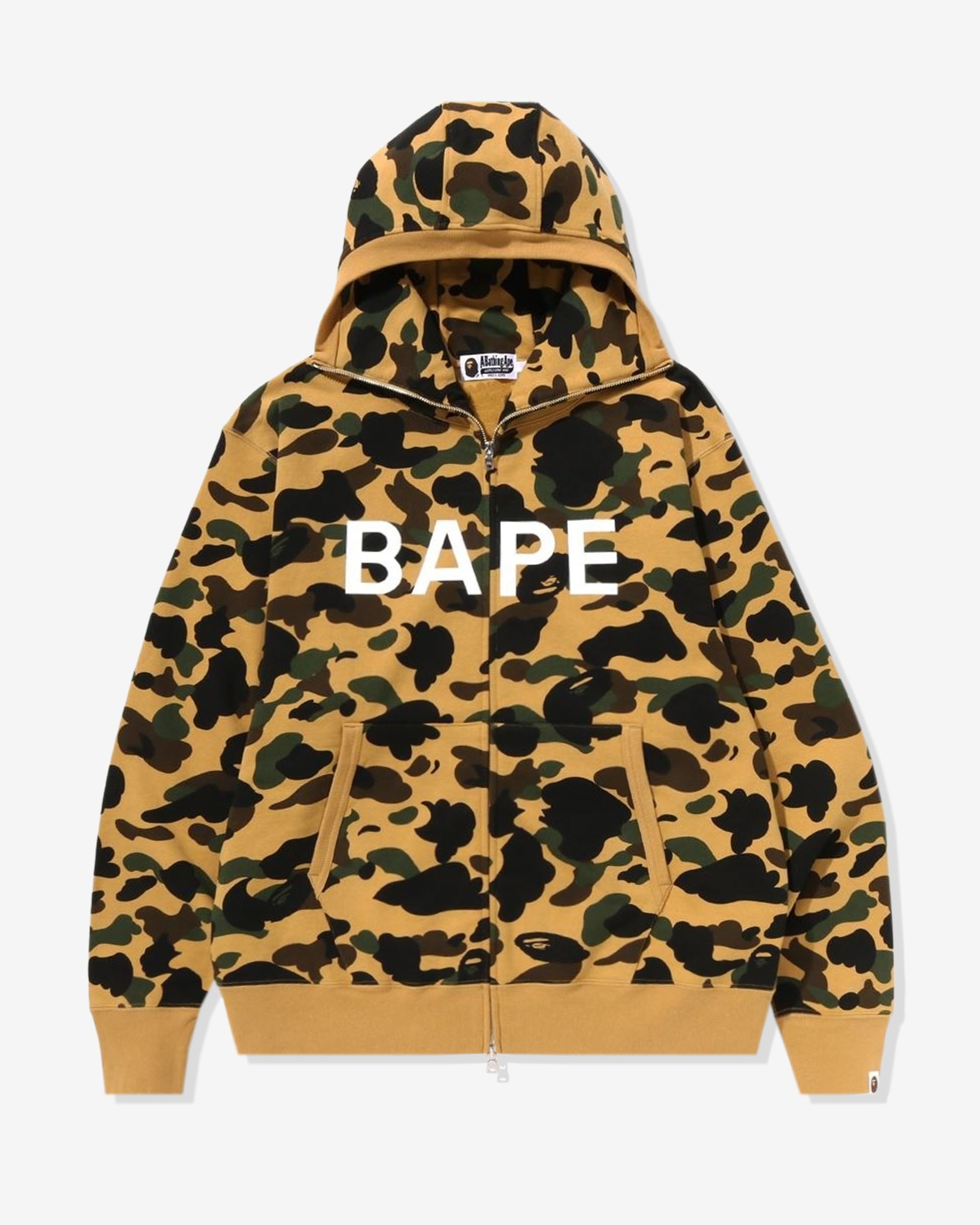 BAPE 1ST CAMO BALACLAVA FULL ZIP HOODIE - YELLOW