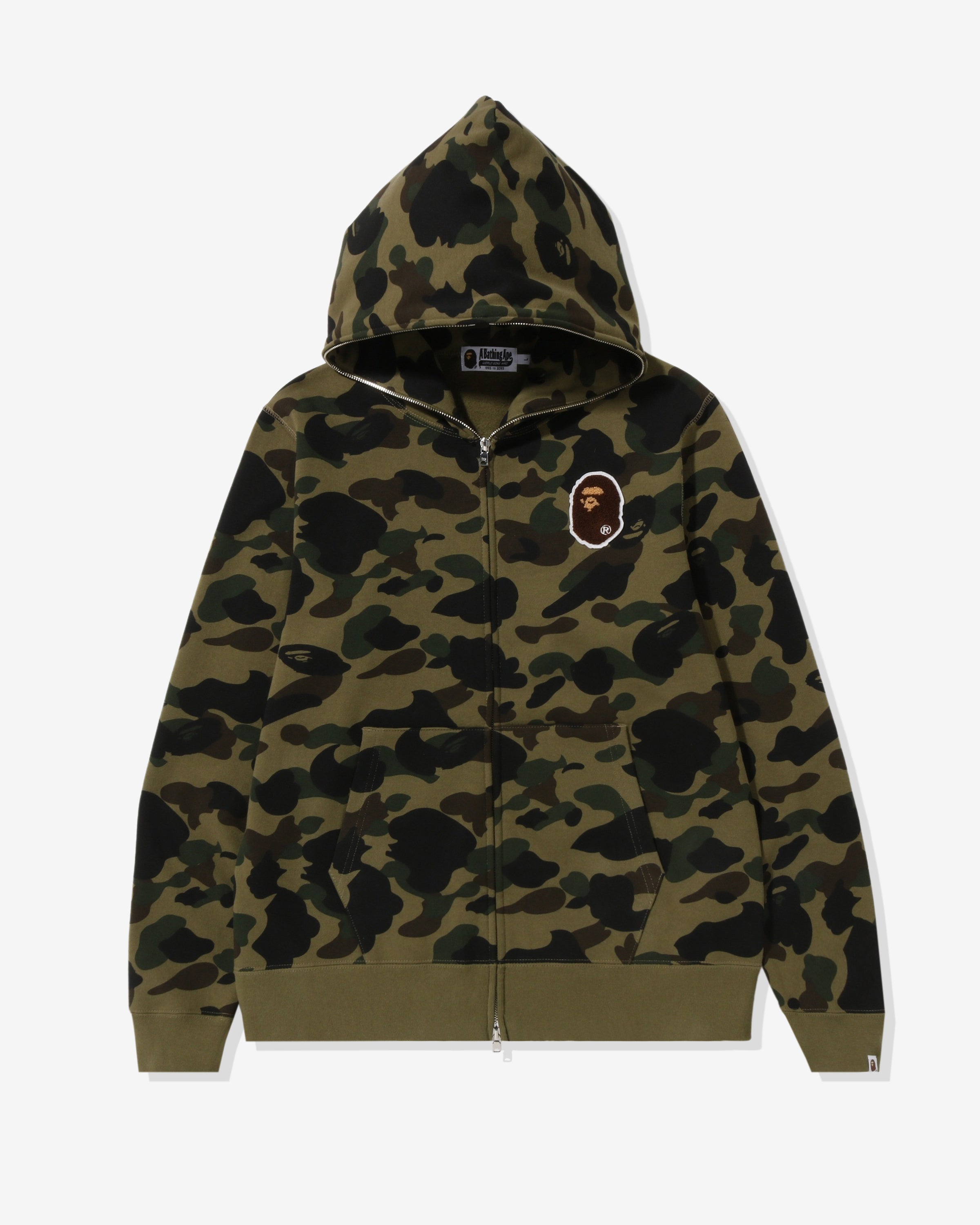 BAPE 1ST CAMO APE HEAD PATCHED FULL ZIP HOODIE - GREEN