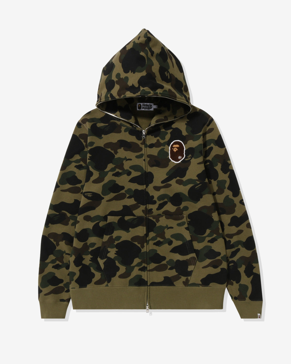 BAPE 1ST CAMO APE HEAD PATCHED FULL ZIP HOODIE - GREEN