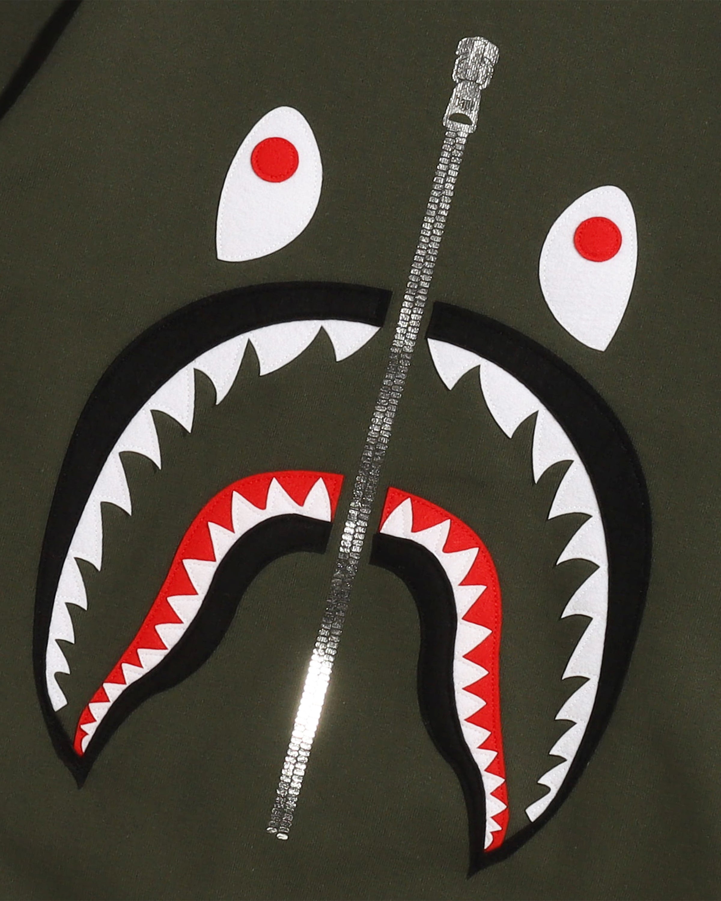 BAPE PATCHED SHARK CREWNECK - OLIVEDRAB -