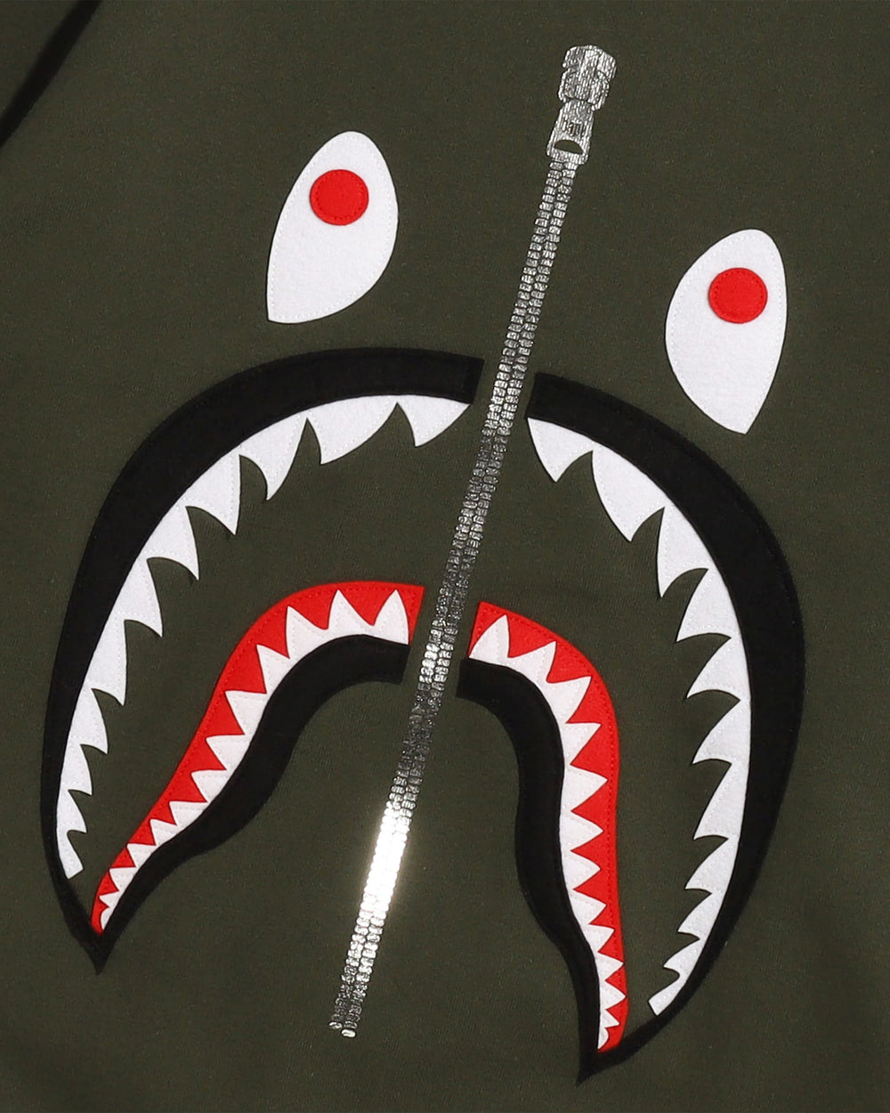 BAPE PATCHED SHARK CREWNECK - OLIVEDRAB -