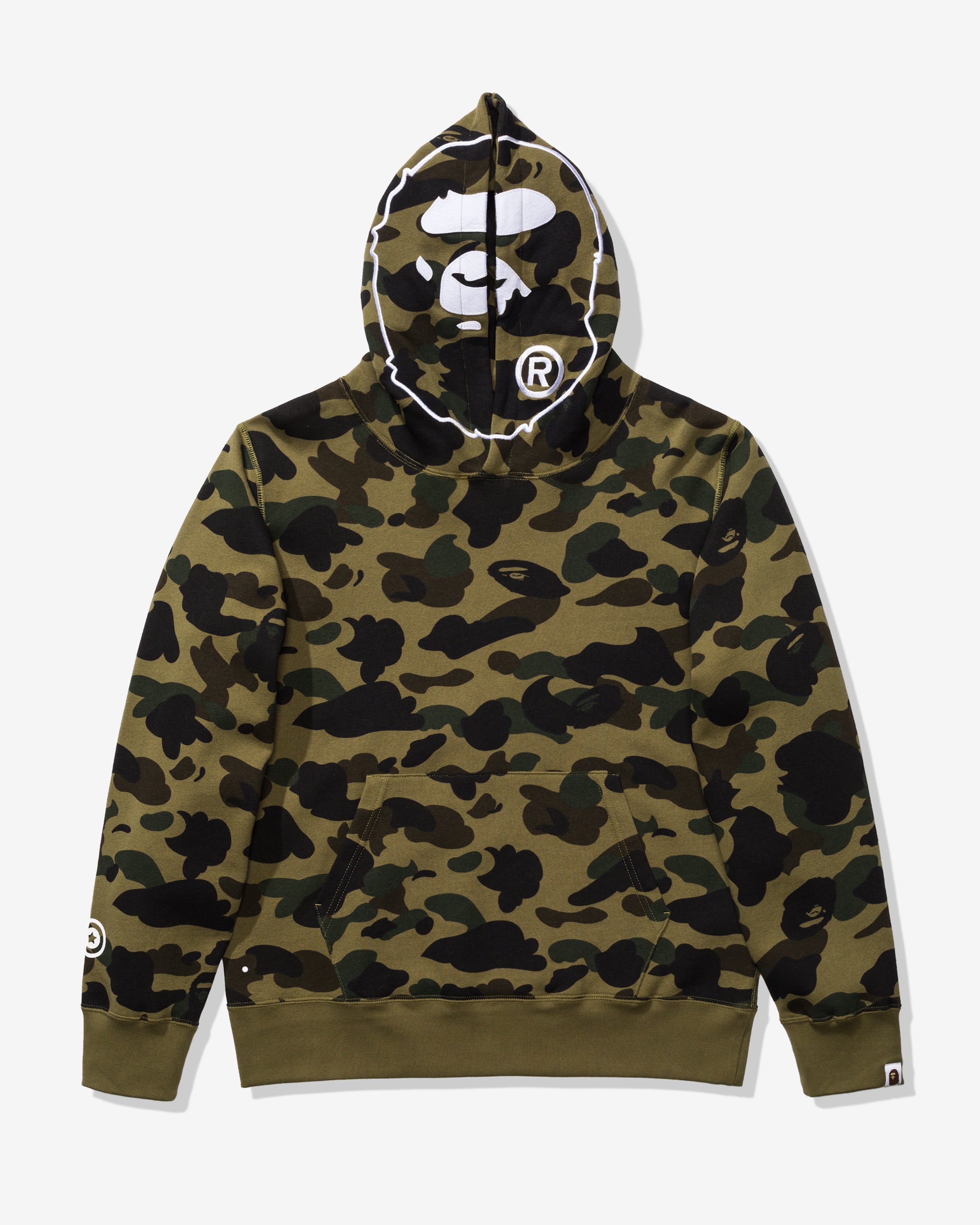 BAPE 1ST CAMO 2ND APE PULLOVER HOODIE - GREEN -