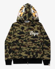 BAPE 1ST CAMO TIGER FULL ZIP HOODIE - GREEN