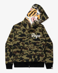 BAPE 1ST CAMO TIGER FULL ZIP HOODIE - GREEN