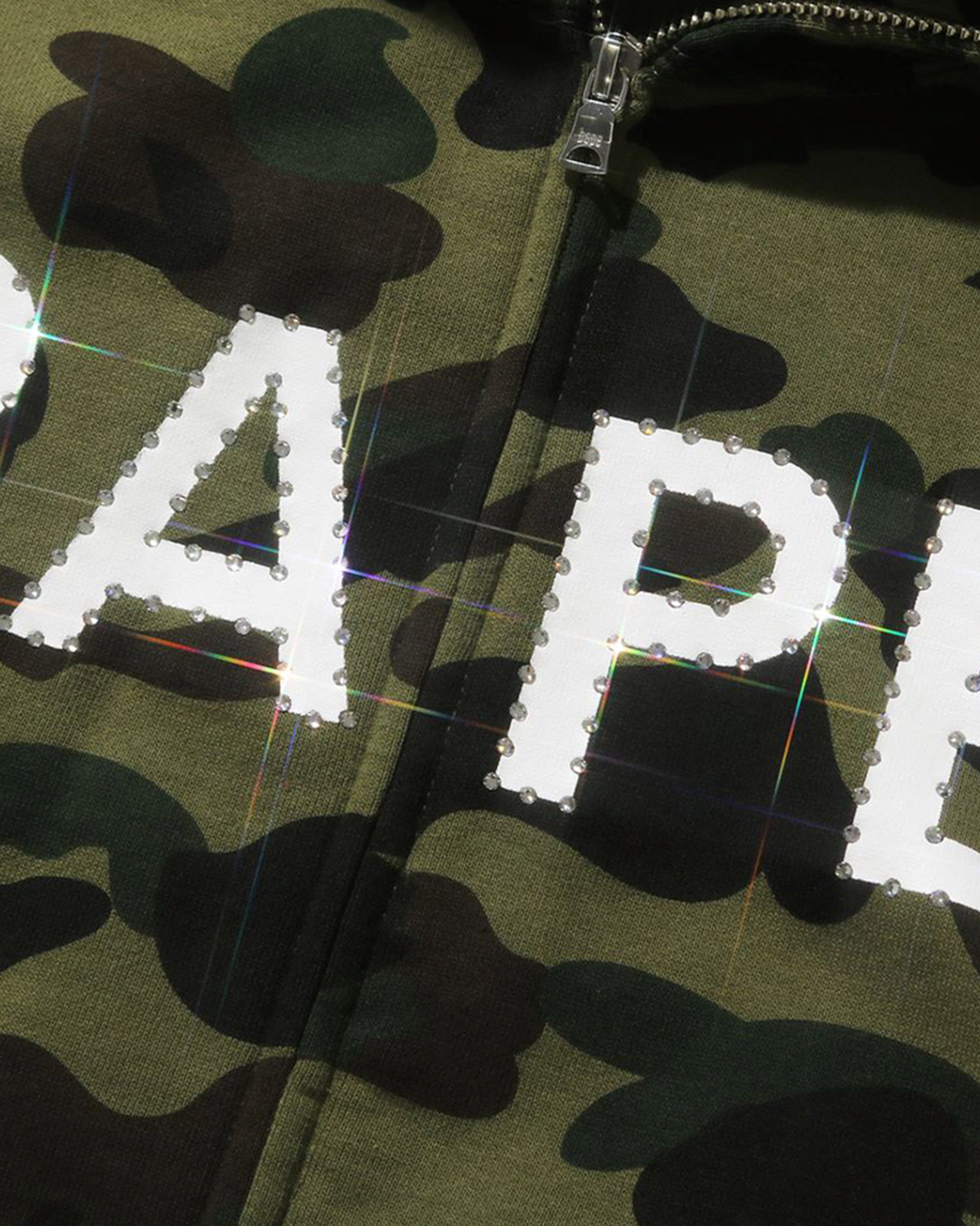 BAPE 1ST CAMO CRYSTAL STONE FULL ZIP HOODIE - GREEN