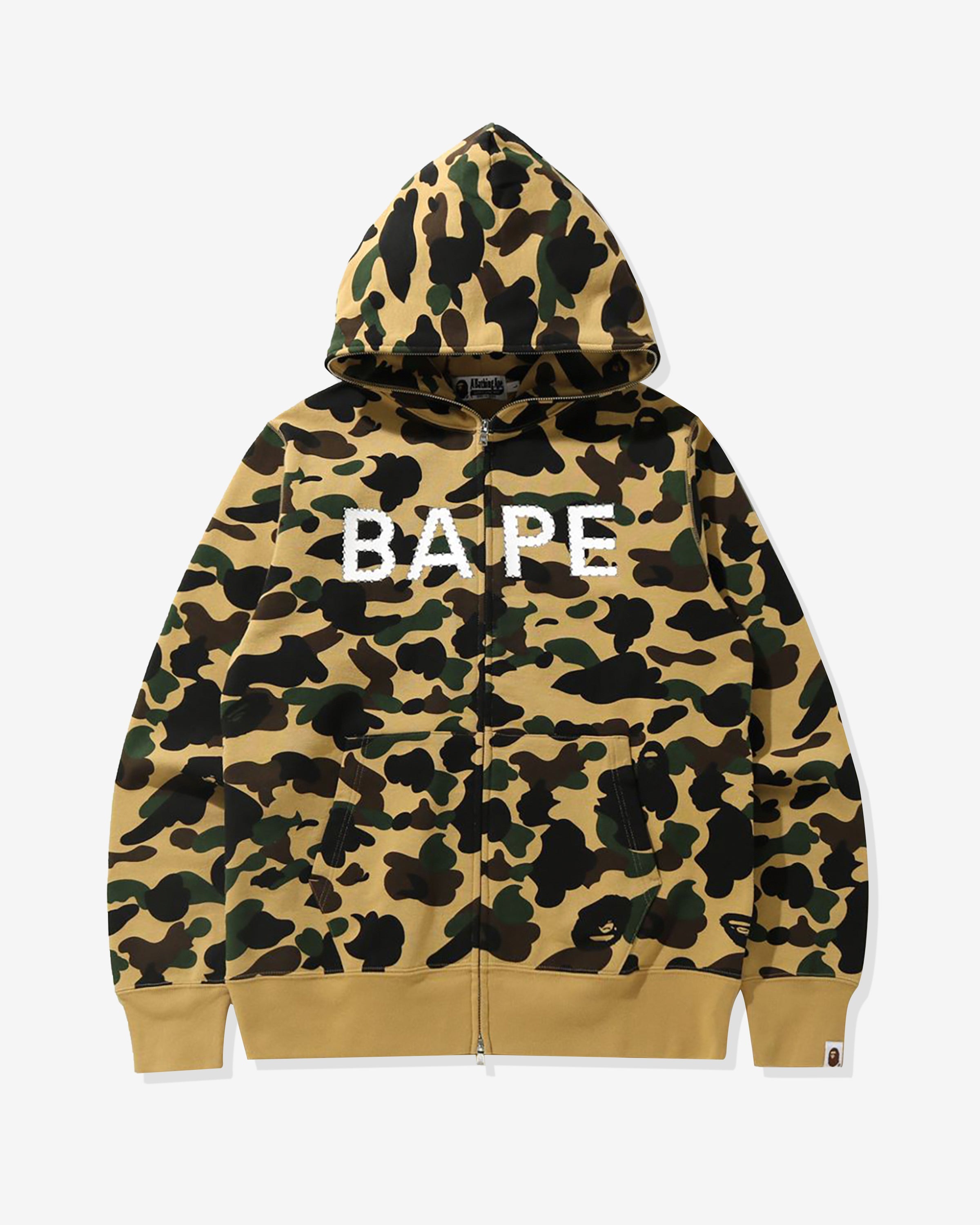 BAPE 1ST CAMO CRYSTAL STONE FULL ZIP HOODIE - YELLOW