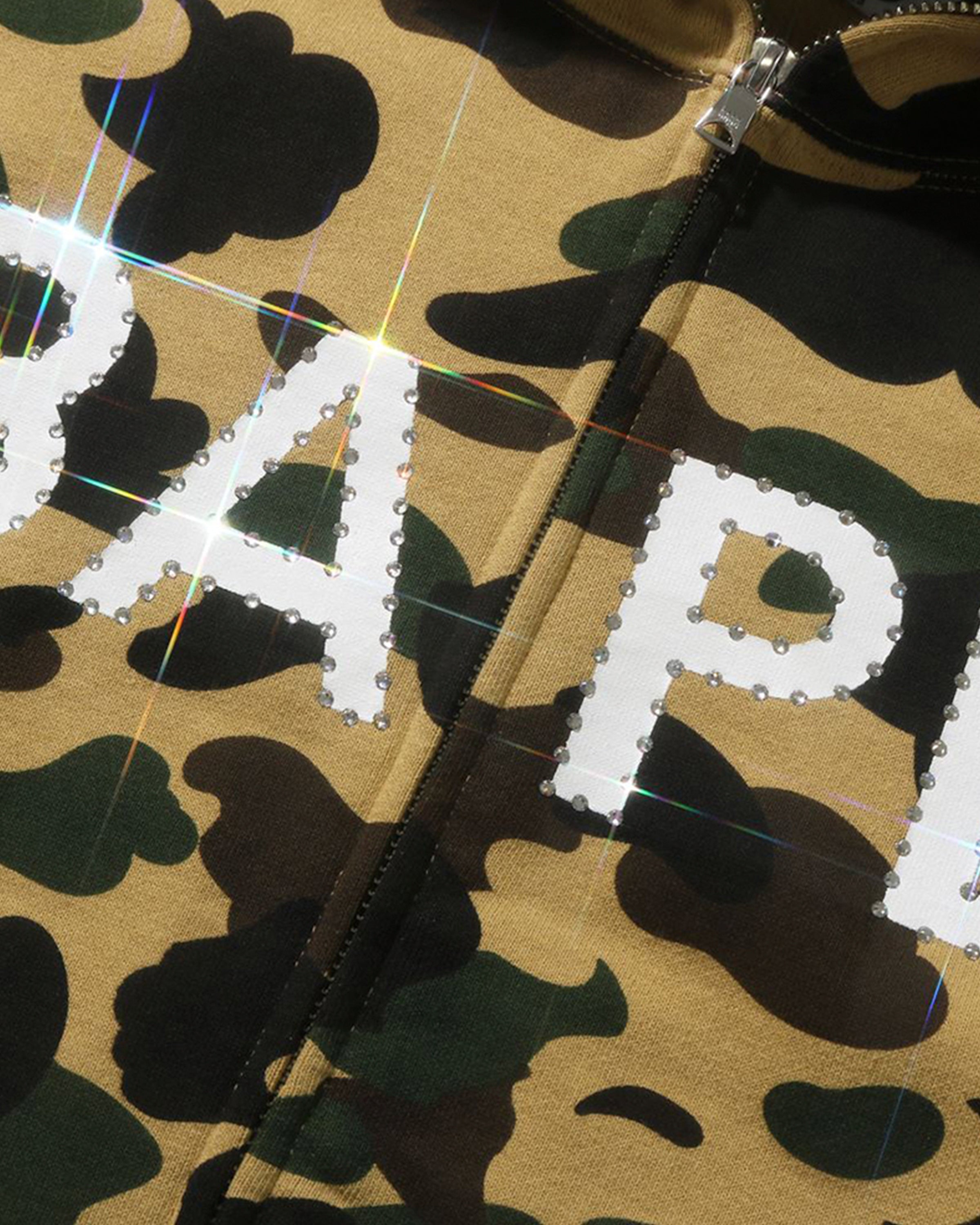 BAPE 1ST CAMO CRYSTAL STONE FULL ZIP HOODIE - YELLOW