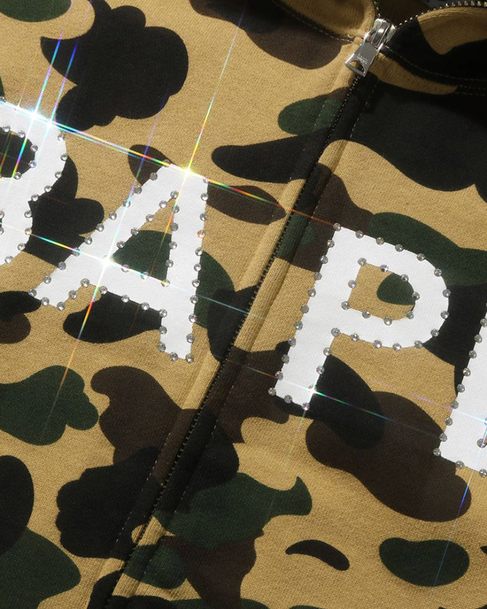 BAPE 1ST CAMO CRYSTAL STONE FULL ZIP HOODIE - YELLOW