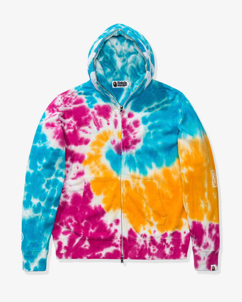 BAPE TIE DYE SHARK WIDE FULL ZIP HOODIE - MULTI -