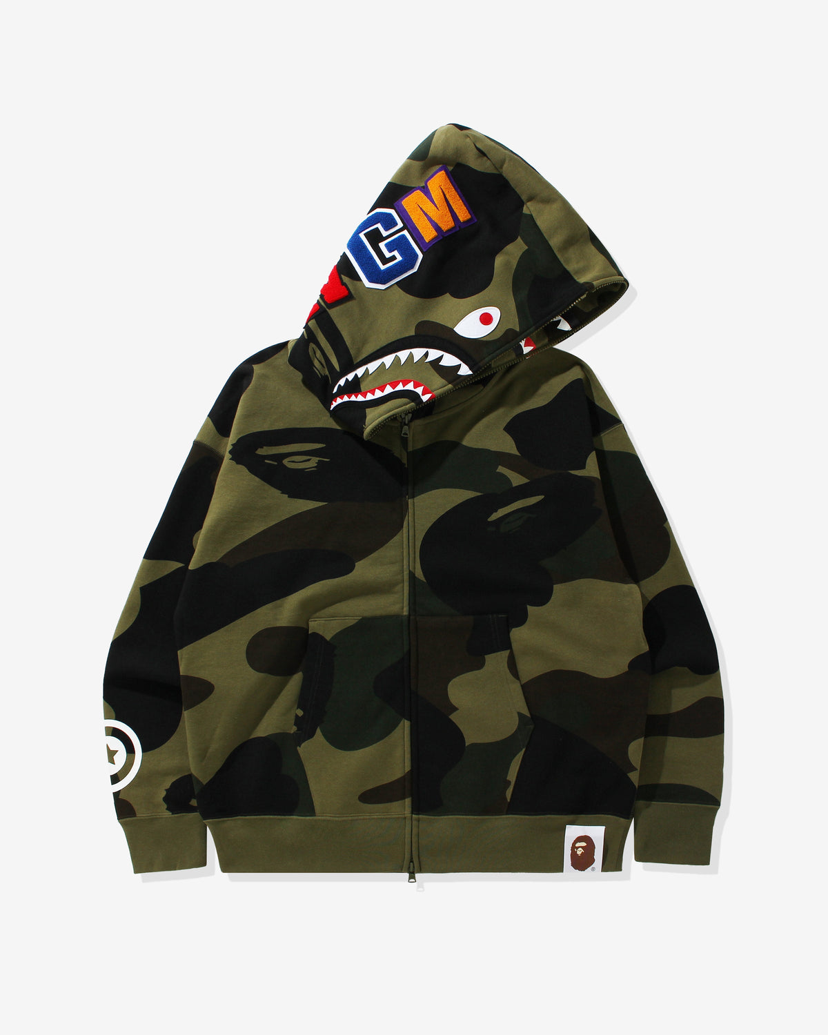 BAPE GIANT 1ST CAMO SHARK LOOSE FIT FULL ZIP - GREEN -