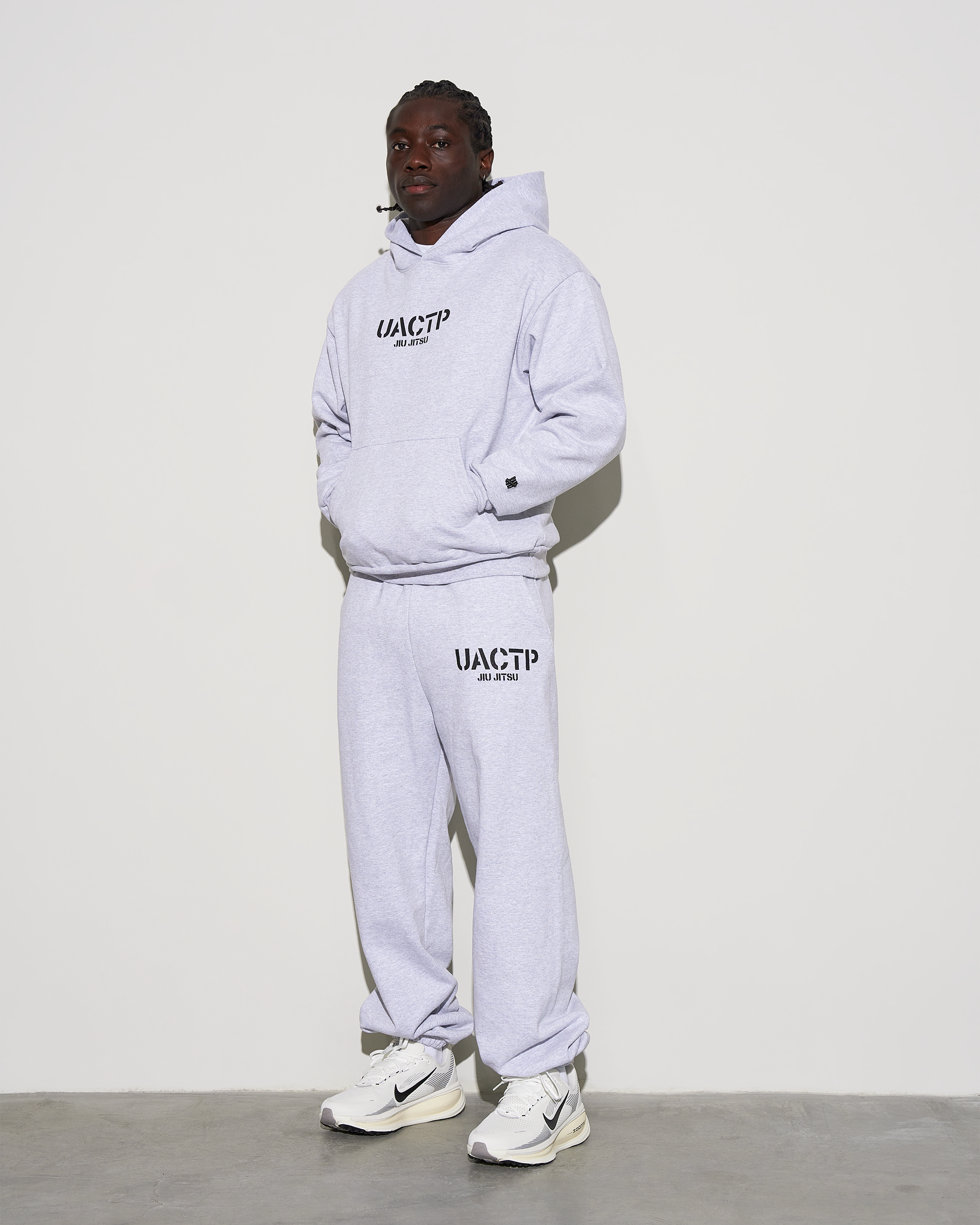 UACTP STENCIL JIU JITSU PULLOVER HOOD - HEATHER GREY