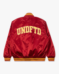 UNDEFEATED ICON SATIN VARSITY JACKET - SCARLET -