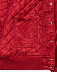 UNDEFEATED ICON SATIN VARSITY JACKET - SCARLET -
