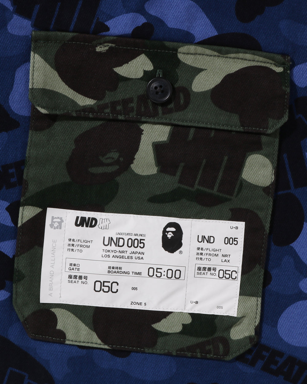 BAPE X UNDEFEATED COLOR CAMO FLANNEL JACKET - NAVY -