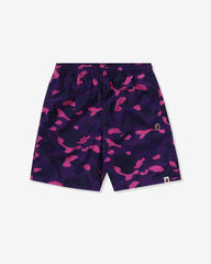 BAPE COLOR CAMO APE HEAD ONE POINT BEACH SHORT - PURPLE
