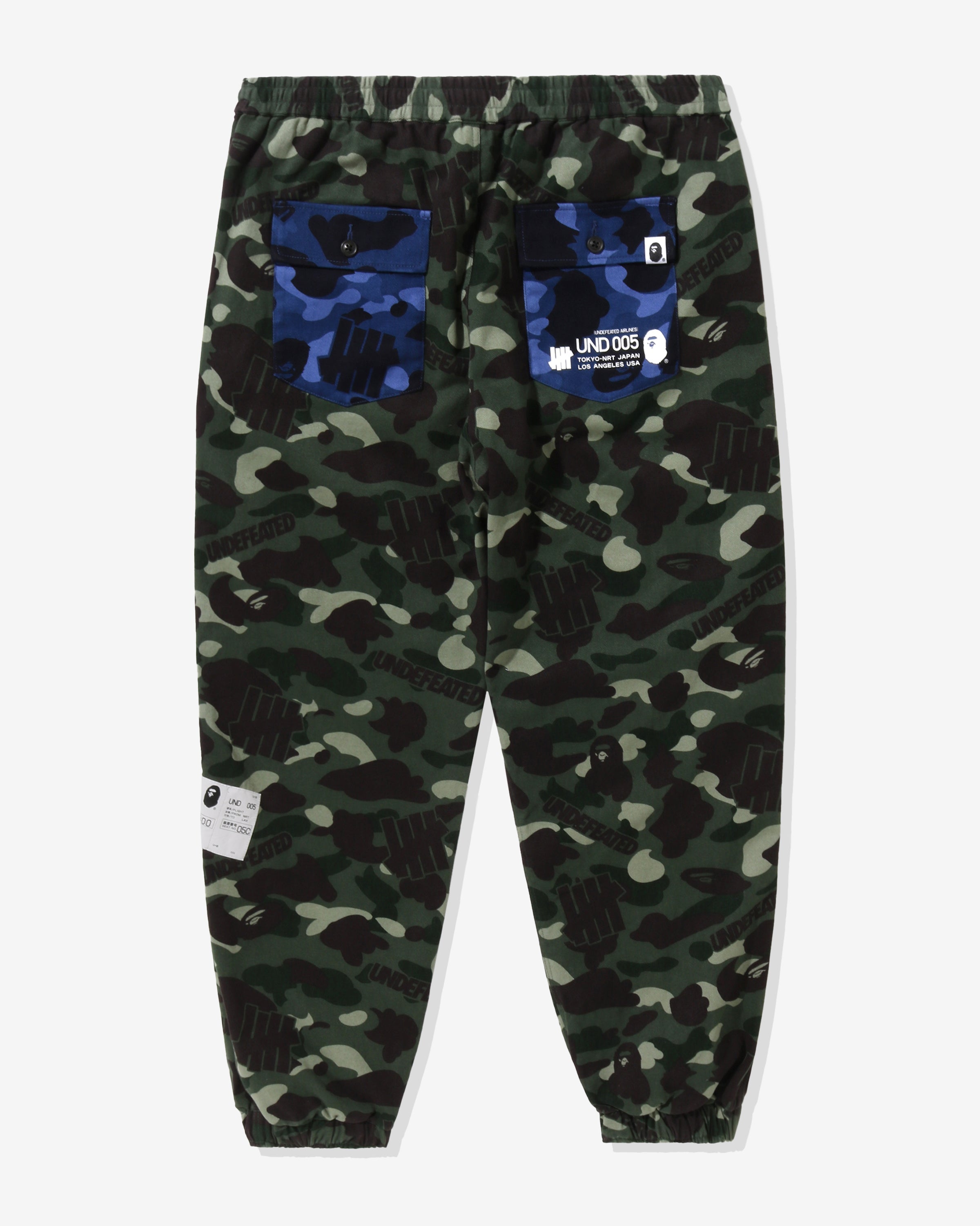BAPE X UNDEFEATED COLOR CAMO FLANNEL PANTS - GREEN