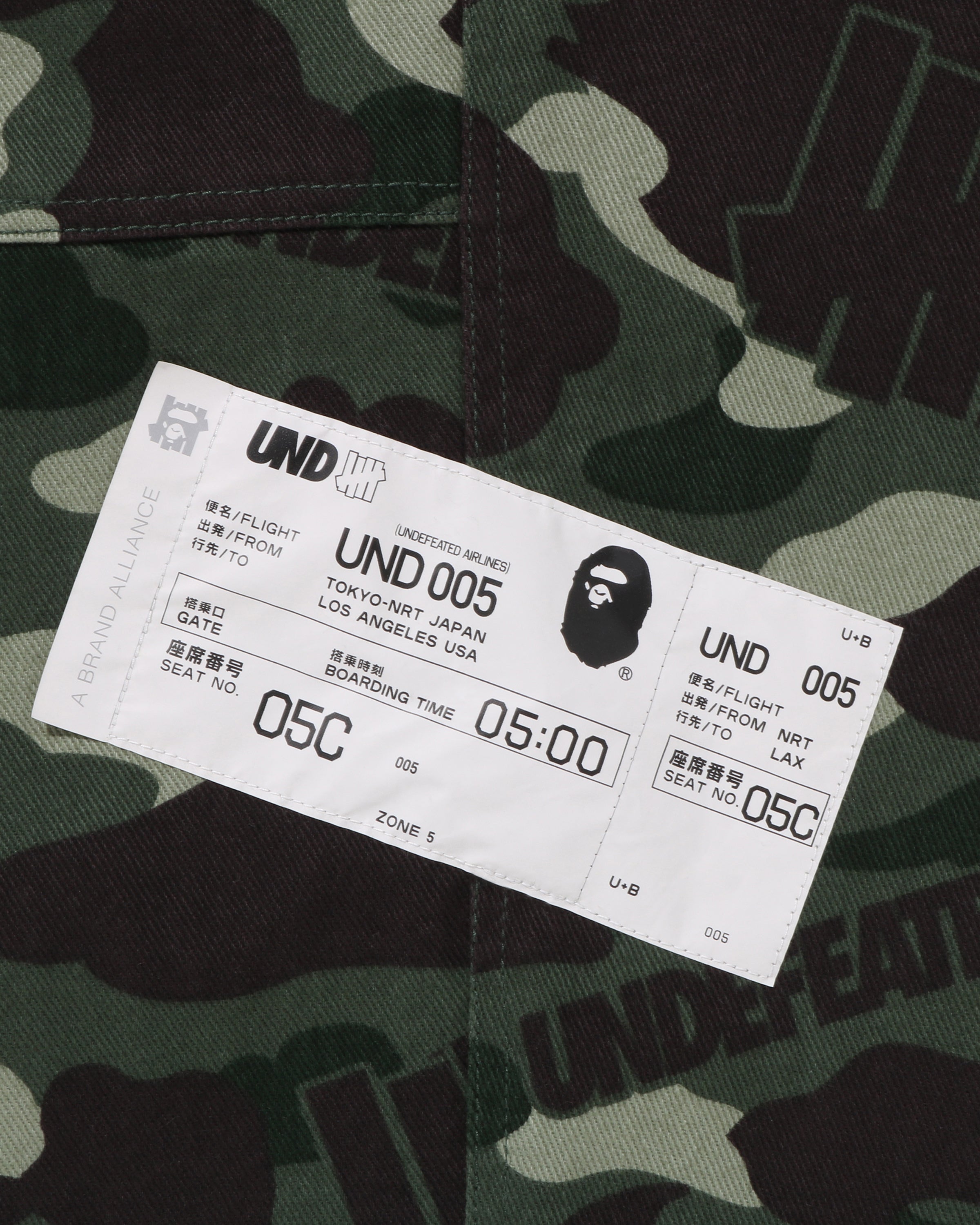 BAPE X UNDEFEATED COLOR CAMO FLANNEL PANTS - GREEN