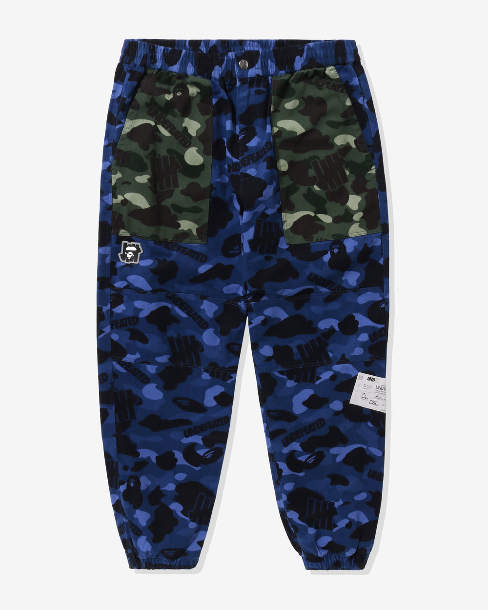BAPE X UNDEFEATED COLOR CAMO FLANNEL PANTS - NAVY