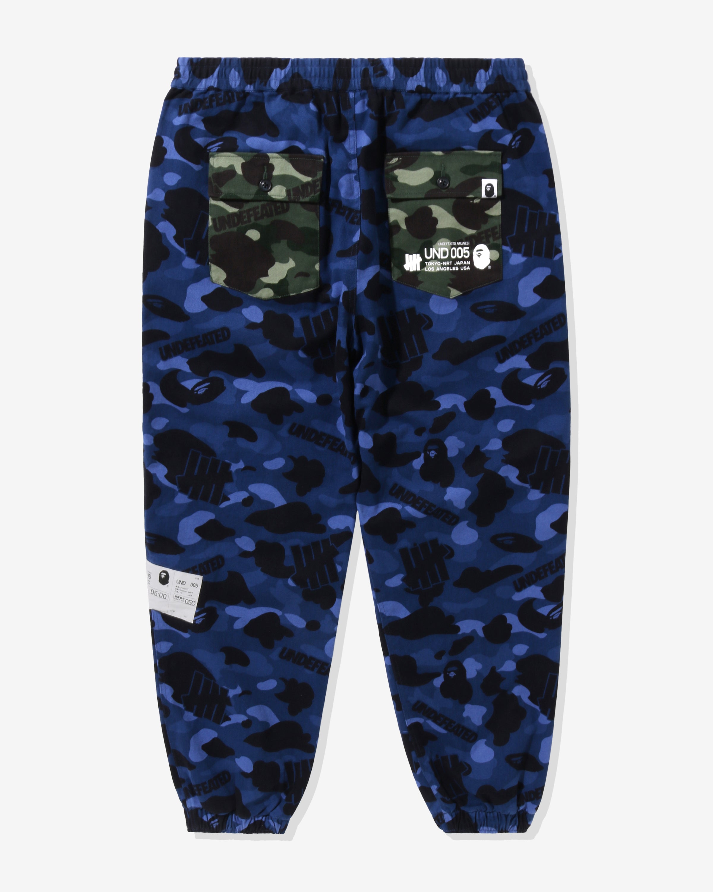 BAPE X UNDEFEATED COLOR CAMO FLANNEL PANTS - NAVY