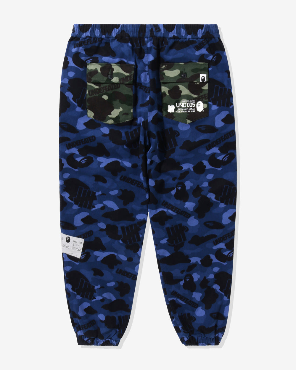BAPE X UNDEFEATED COLOR CAMO FLANNEL PANTS - NAVY