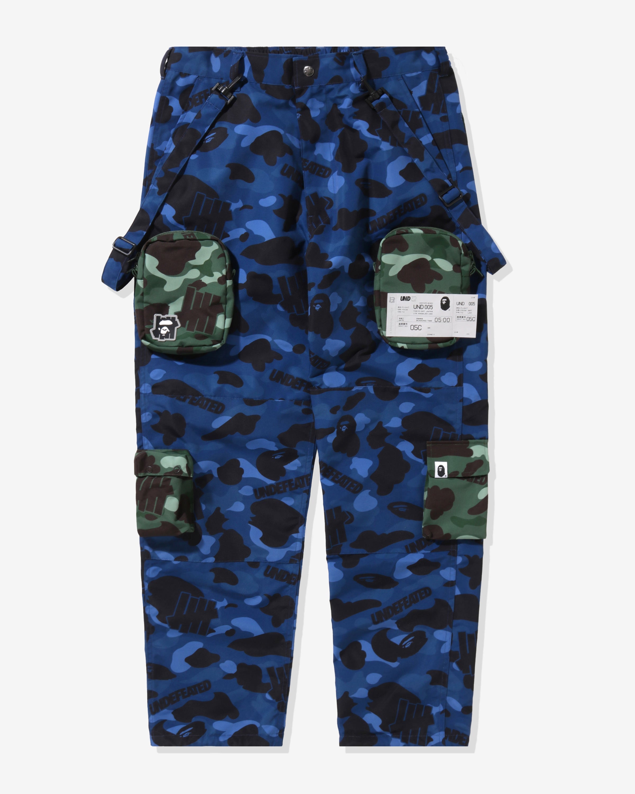 BAPE X UNDEFEATED MULTI POUCH POCKET PANTS - NAVY -