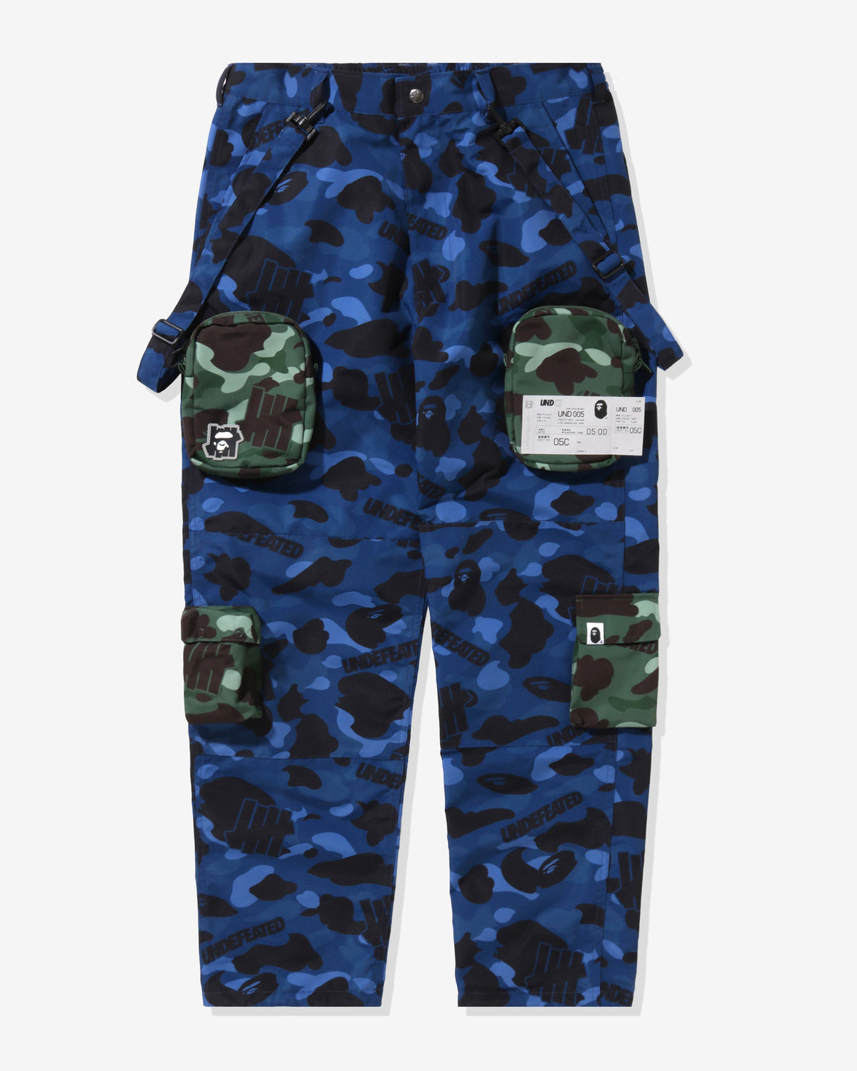 BAPE X UNDEFEATED MULTI POUCH POCKET PANTS - NAVY -