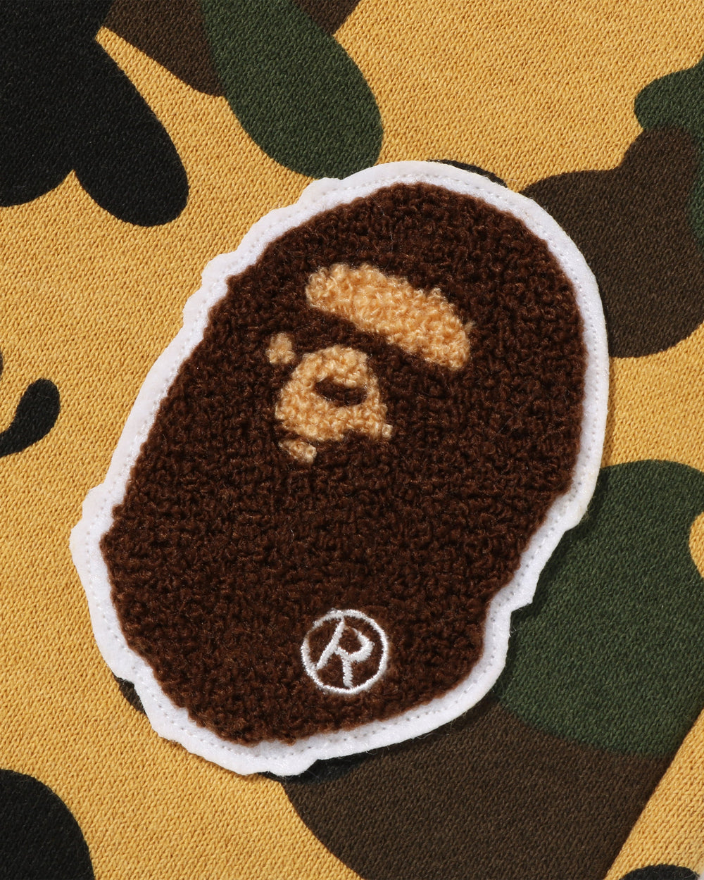 BAPE 1ST CAMO APE HEAD PATCHED SWEAT PANTS - YELLOW