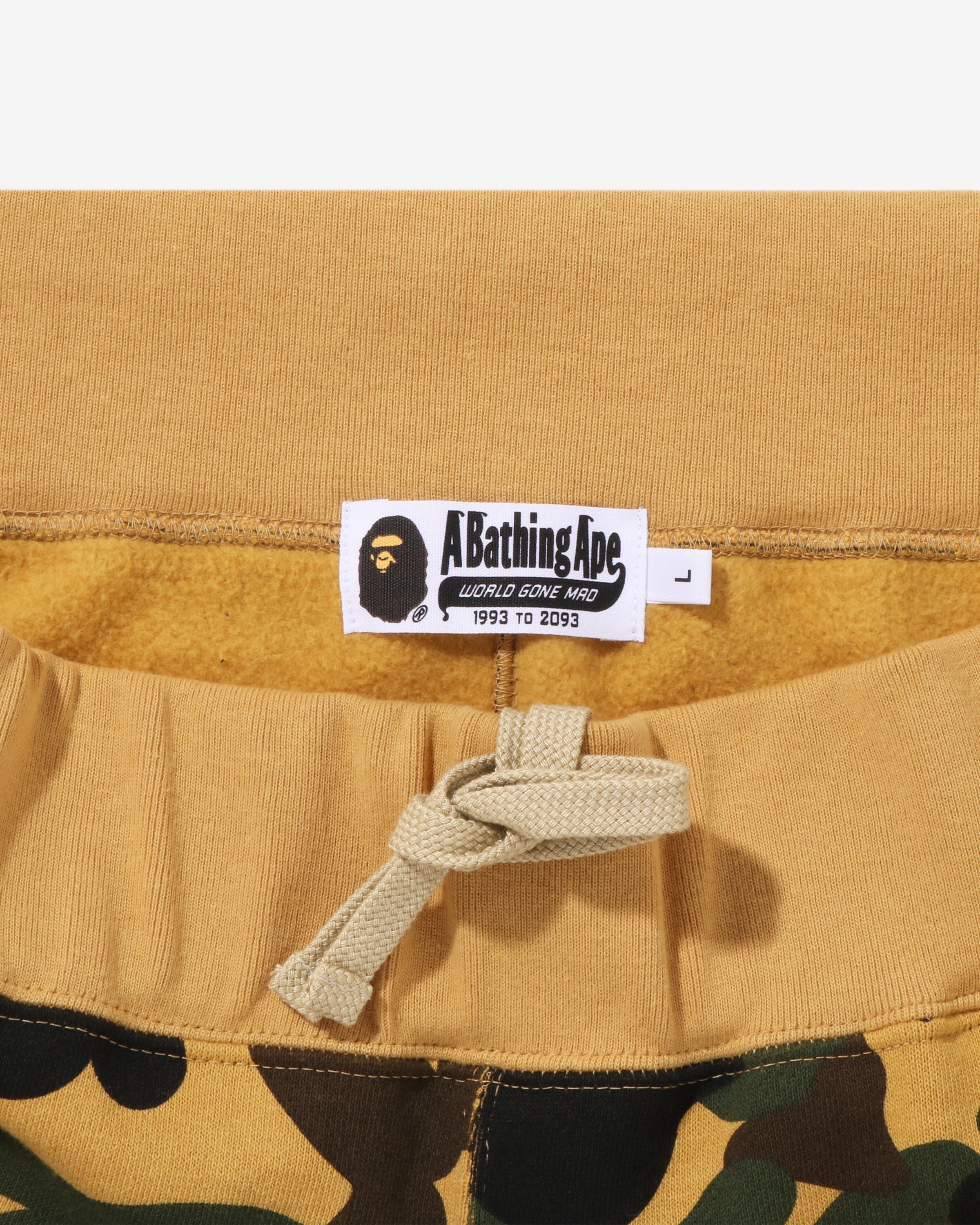 BAPE 1ST CAMO APE HEAD PATCHED SWEAT PANTS - YELLOW