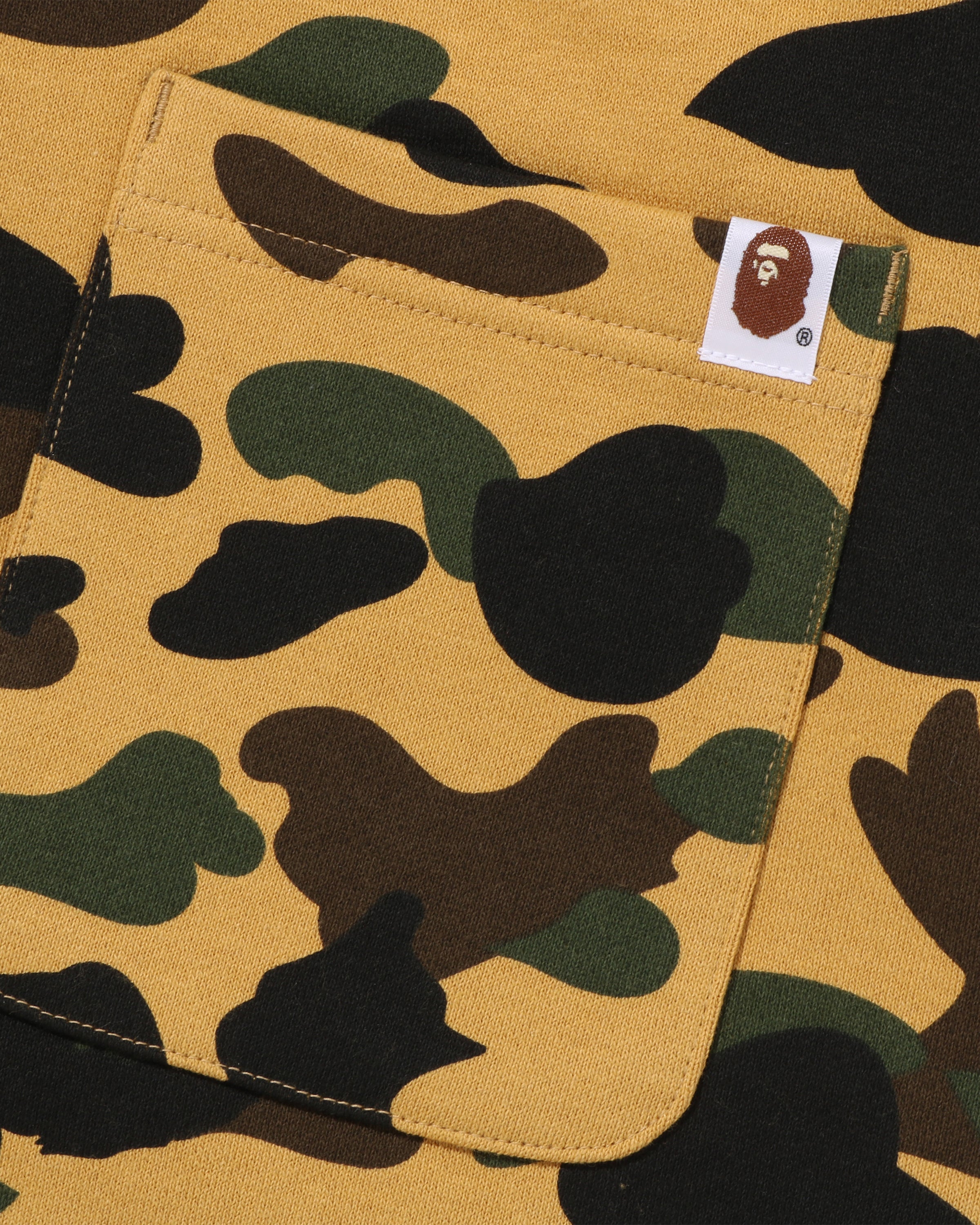 BAPE 1ST CAMO APE HEAD PATCHED SWEAT PANTS - YELLOW