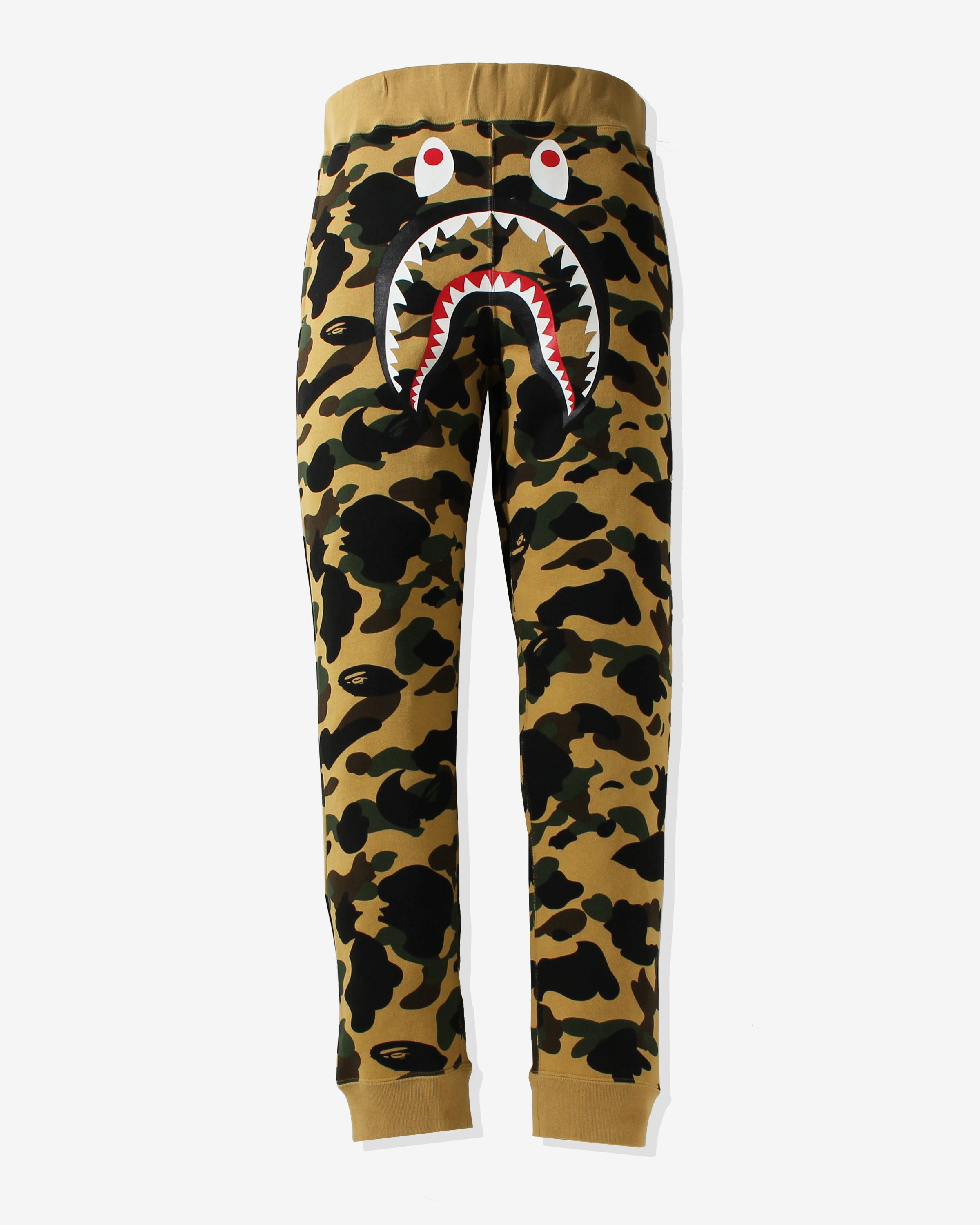 BAPE 1ST CAMO SHARK SLIM FIT SWEAT PANTS - YELLOW