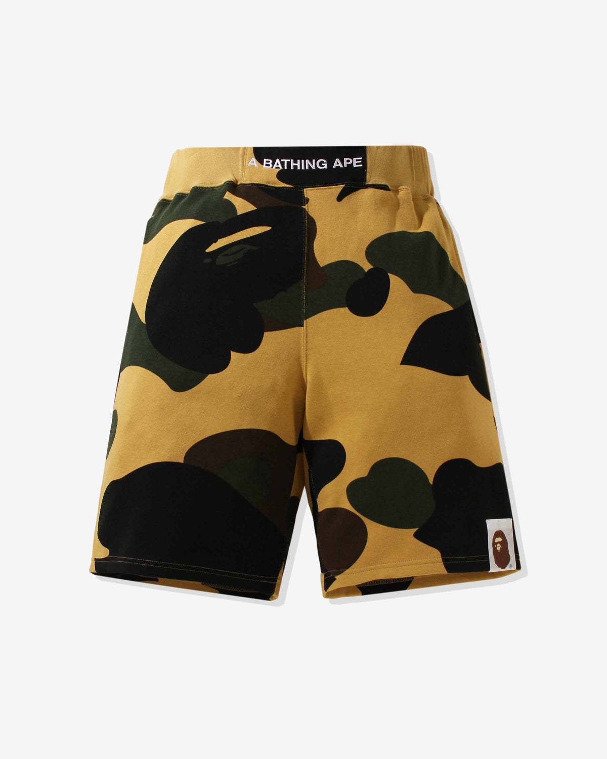 BAPE GIANT 1ST CAMO WIDE FIT SWEAT SHORTS - YELLOW