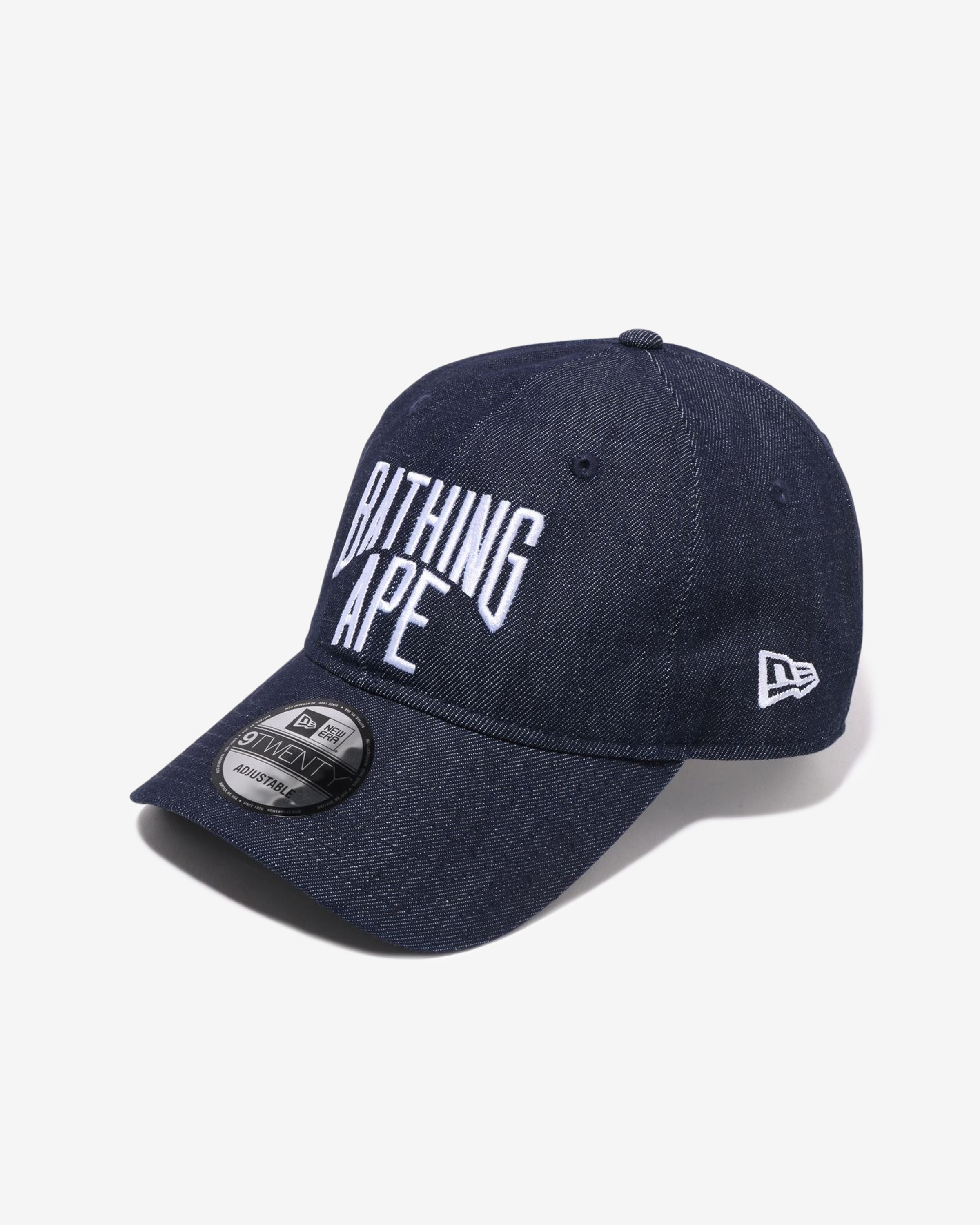 BAPE NYC LOGO DENIM NEW ERA 9TWENTY CAP - INDIGO -
