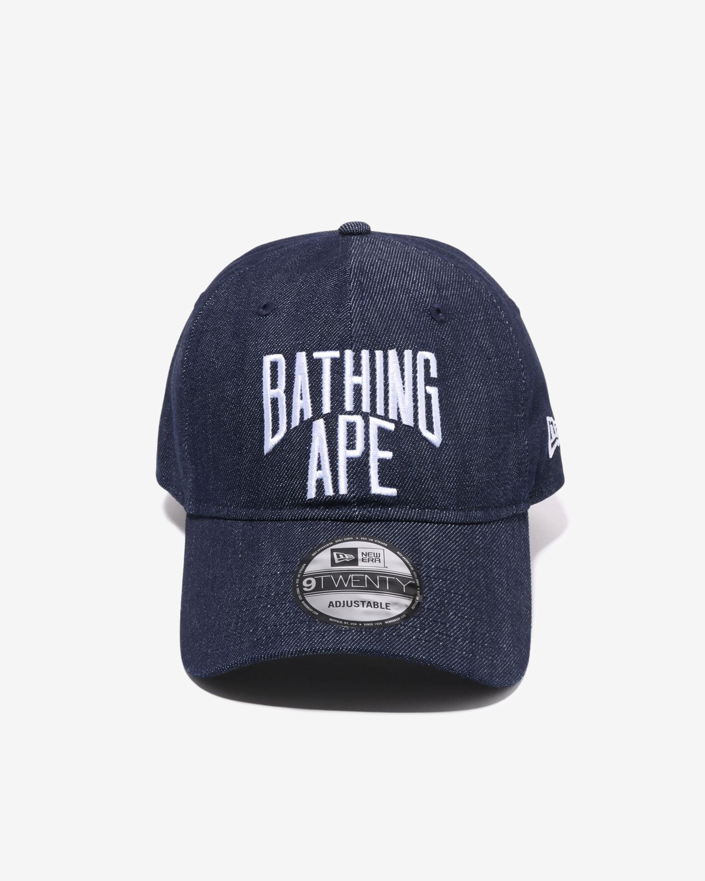 BAPE NYC LOGO DENIM NEW ERA 9TWENTY CAP - INDIGO -